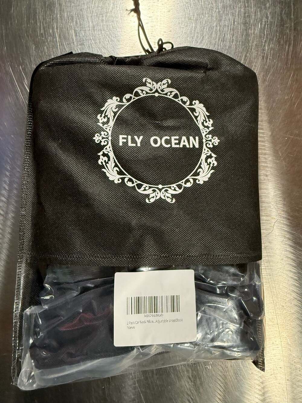 FLY OCEAN 2 Pack Car Neck Pillow with Adjustable Strap Black